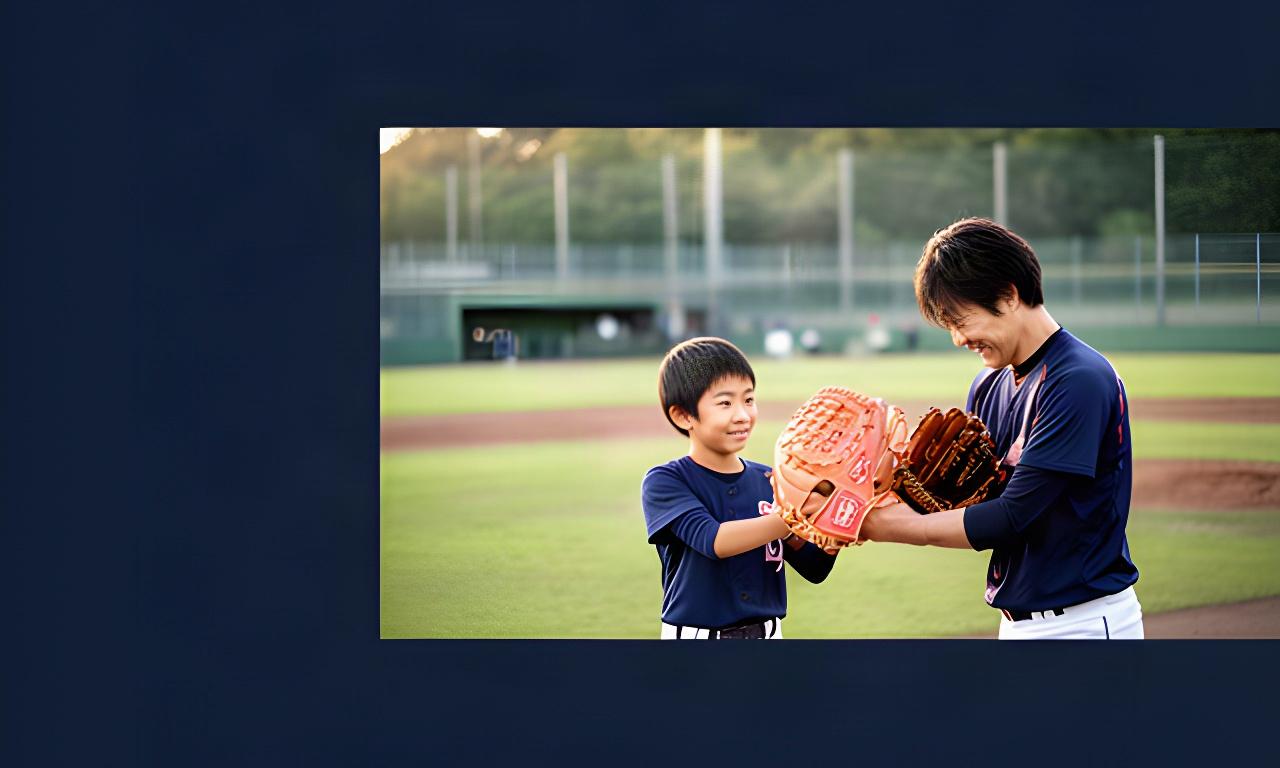 伊達市の少年野球場で子どもと保護者が一緒にグローブをはめている様子