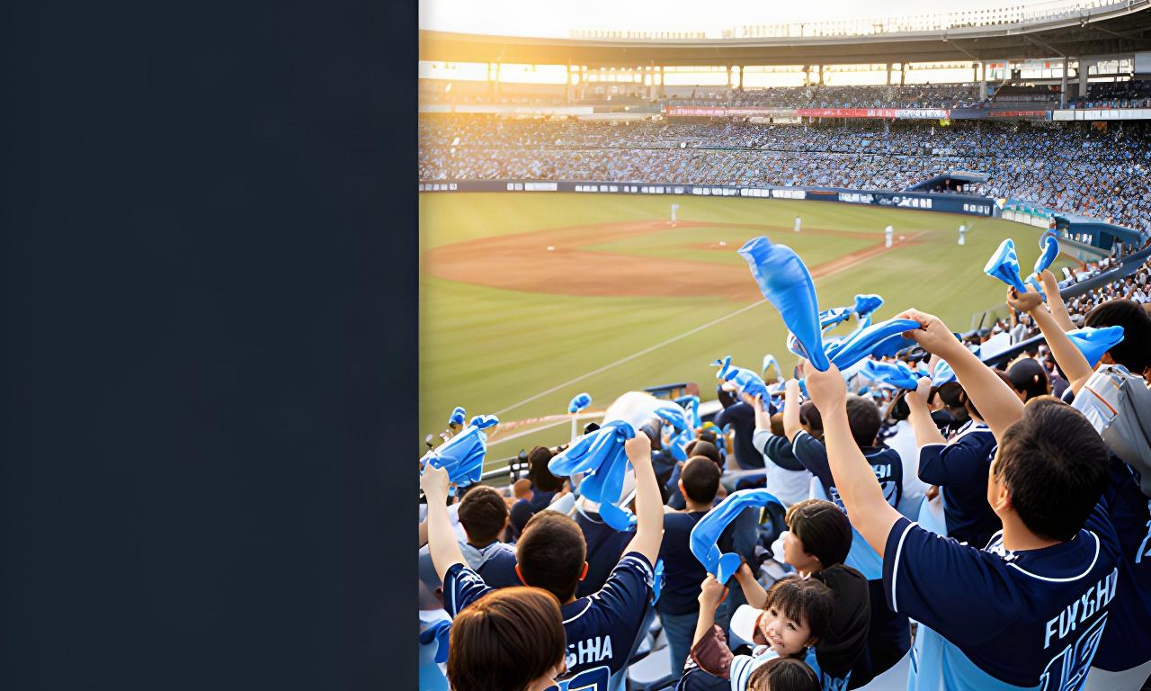 福島の球場でユニフォームとタオルを身につけて応援するファンの姿